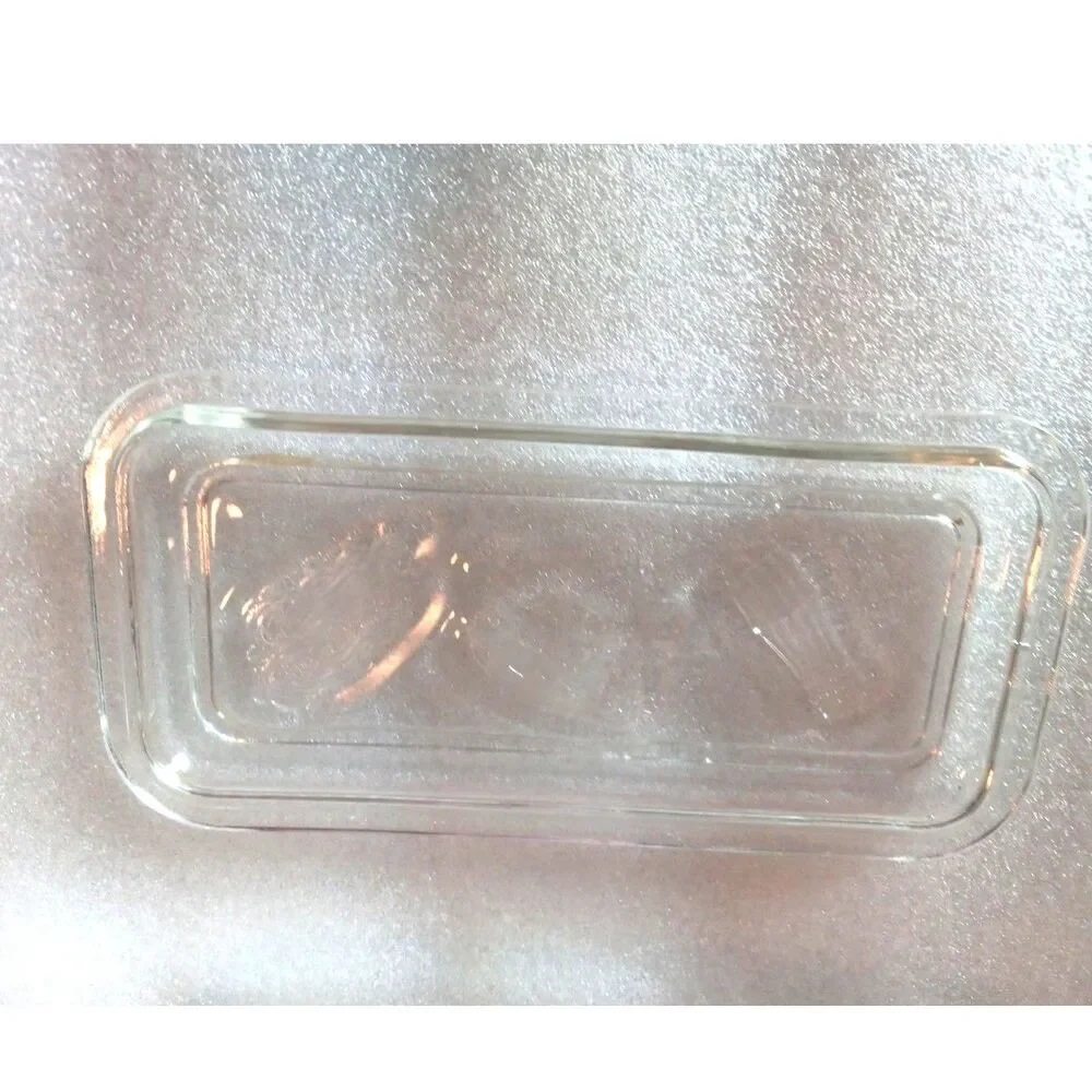 MCM Federal Glass Clear Refrigerator Dish with Lid Featuring Vegetable Design